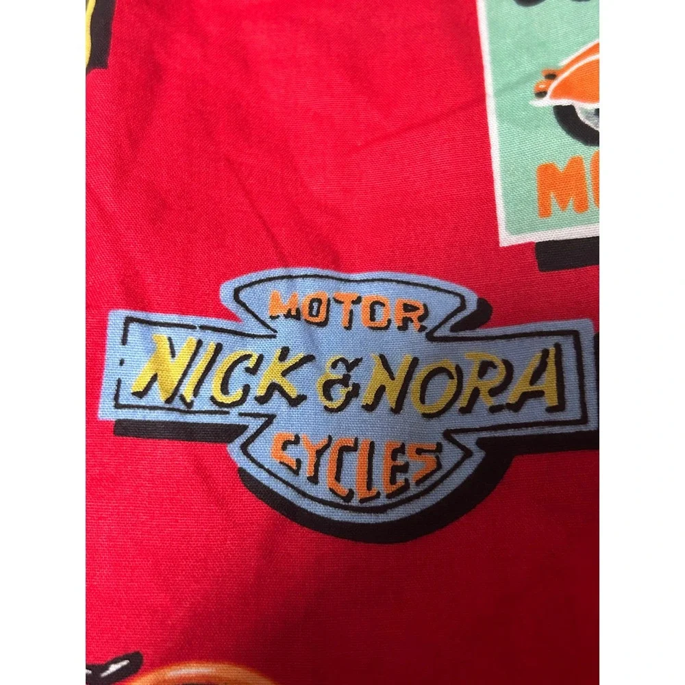 Nick & Nora Mens Red Vintage Motorcycle Graphic Cotton Pajama Set Large - CJ